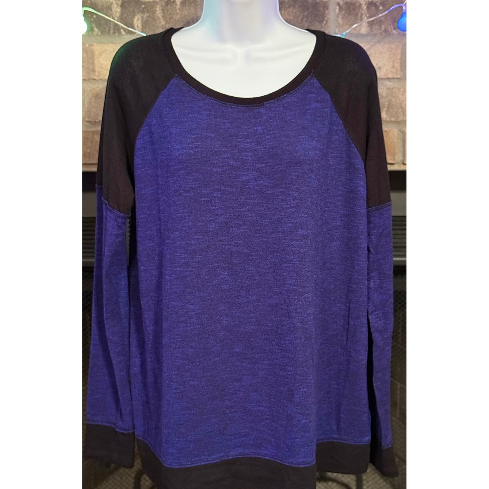 Simply Vera Vera Wang Womens Purple Black Colorblock Space Dye Top Large RN17363